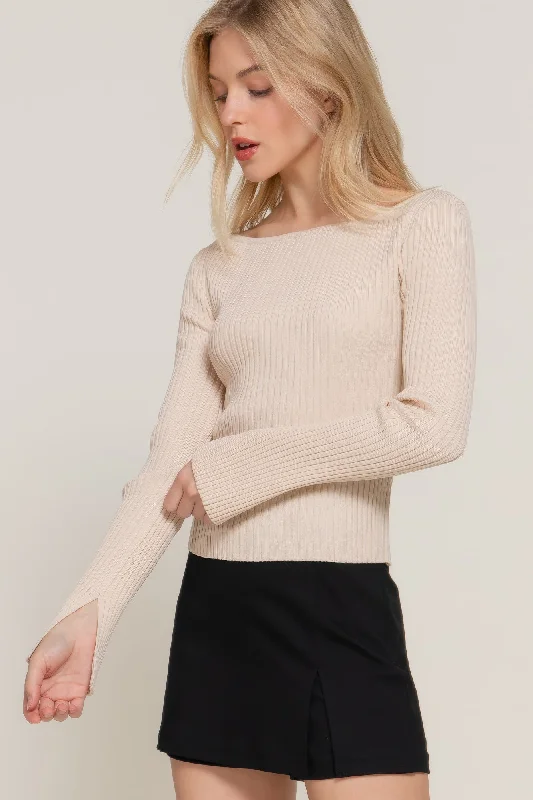 Long Sleeve Boat Neck Sweater